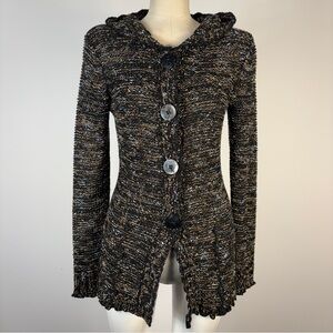 BCBGMAXAZRIA Marled Knit Cardigan - Brown Multi Button Front M